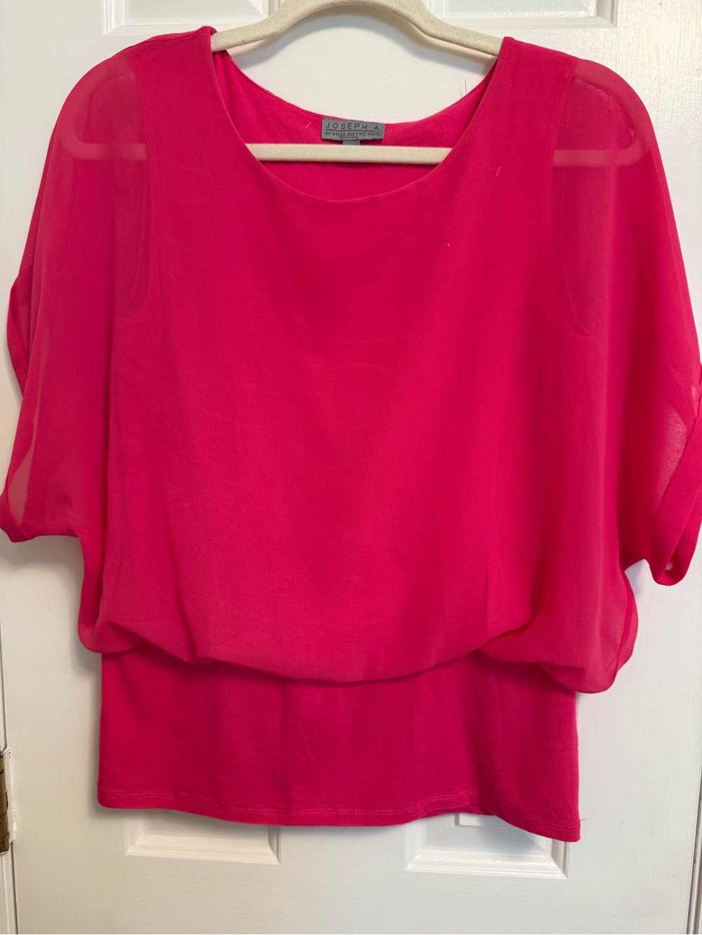 Fuschia Top with Chiffon Overlay